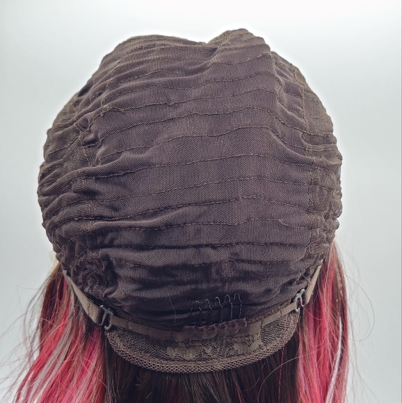 Uniwigs Cranberry Frost Hot Pink & Red Blend with Black Rooted Lace Front Wig - Picture 10 of 10